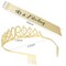 90th Birthday Sash and Tiara, Gold Tiara, 90th Birthday Gifts for Women, 90th Birthday Decorations for Women, Happy 90th Birthday Decorations